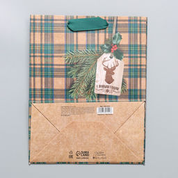 Цена за 2 шт. Пакет подарочный новогодний крафтовый «For man», MS 18×23×10 см