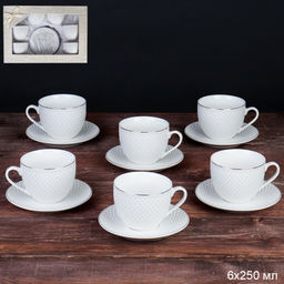 Чайный набор 12 предметов 250 мл / TC69E-12G-230 /уп 8/ костяной фарфор - Галеонтрейд фото 5