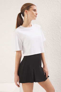 TRENDYOLMILLA Siyah Dokuma Pilise Detayl? Sort Etek TWOAW24SR00000  фото 2