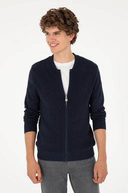 Мужской темно-синий базовый трикотажный кардиган - U.s. polo assn фото 10