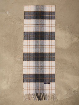 Шарф из шерсти 01219 кремовый-темно-серый