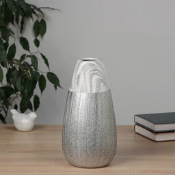 Ваза Бригэм, бочка, настольная, d=4 см, 24.5?12 см, керамика, бело-серая