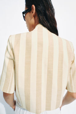 BLAZER CROPPED MANGA CORTA ZW COLLECTION / Crudo / Beige - Zara фото 3