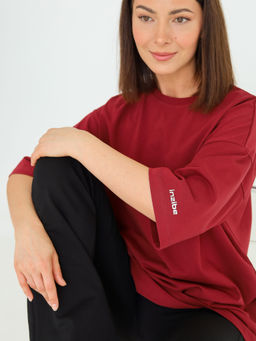 Футболка овер unisex, бордо - Inzibe фото 12