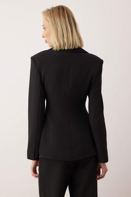 EXCLUSIVE Ozel Koleksiyon Siyah Fitted Peplum Blazer Ceket TWOAW26BC00055 - Trendyolmilla фото 5