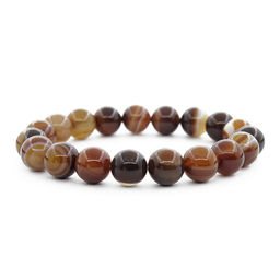 Агат чёрно-коричневый 10мм, браслет "Классика" длина 16см