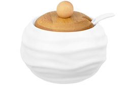 Банка д/хранения 300 мл 10,5*10,5*9 см Айсберг волны + ложка + дер. крышка - Elan gallery фото 2