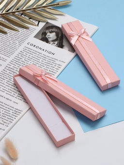 Цена за 6 шт. Коробочка подарочная под браслет, цепочку, часы, 21×4 см, (полезная часть 20.2×3.7 см), розовая, перламутровая