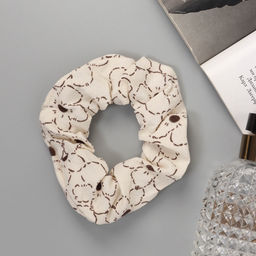 Цена за 3 шт. Резинка для волос «Орбита», цветы стиль, 10 см, коричнево-бежевая