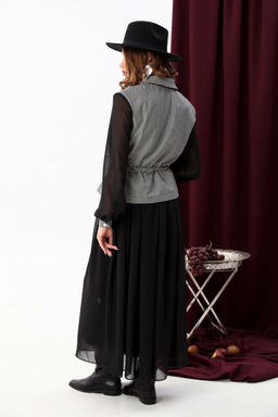 Платье NIKVA н900-5 чёрно-белая гус лапка+чёрный  фото 6