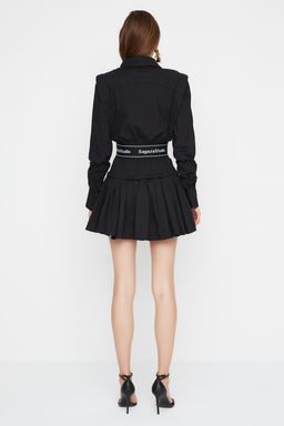 Trendyolmilla Siyah A-Kesim Gomlek Yaka K?sa Poplin Dokuma Elbise TPRAW22EL1982  фото 4