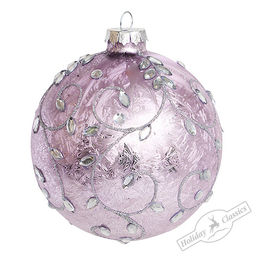 Шар "Капельки росы" сиреневый (стекло) 10 см