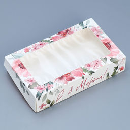 Цена за 5 шт. Кондитерская упаковка, коробка с ламинацией С 8 марта, 20 х 12 х 4 см