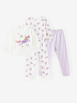 Bisiklet Yaka Uzun Kollu K?z Bebek Pijama Tak?m 2li
