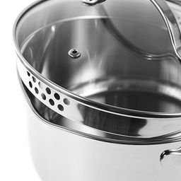 Кастрюля из нержавеющей стали "Prime" 6,1л, д24см, h13,5см, стеклянная крышка с отверстиями для слива воды, двойное капсулированное дно, с носиками, мерная шкала, подарочная коробка, Appetite (Китай) Подходит для всех видов плит, включая индукционную