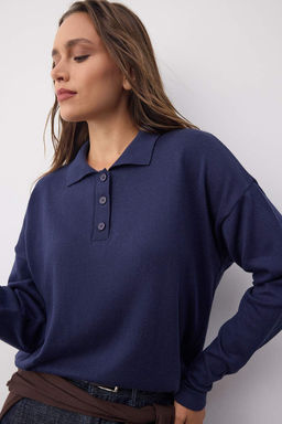 Wardrobe Essentials Lacivert*001 Premium IplikDuz Genis Kal?p Triko Kazak | TWOAW26KZ00195