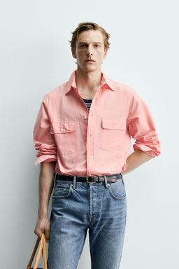 CAMISA FLUIDA REGULAR FIT BOLSILLOS AARON LEVINE X ZARA / Rosa tiza  фото 2