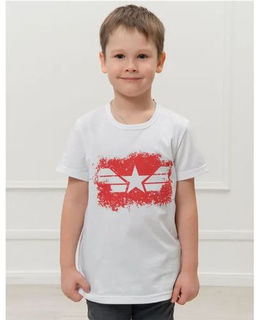 Футболка д/м принт "Звезда Авиатор", цвет белый, 100% х/б