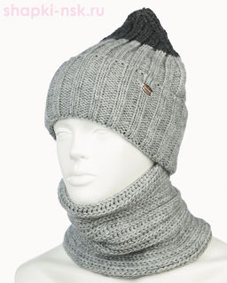 18-73-L Комплект для мальчика флис (колпак+снуд) (52-54)