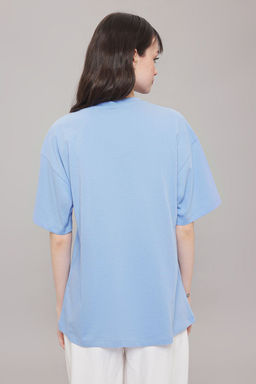 TRENDYOLMILLA Beyaz %100 Pamuk Oversize/Genis Kal?p Bask?l? Orme T-Shirt TWOSS25TS00101  фото 8