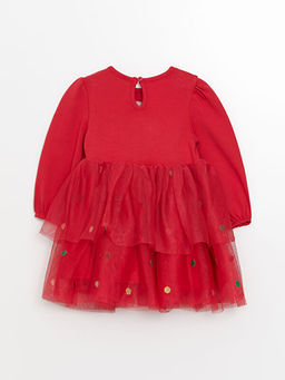 Bisiklet Yaka Uzun Kollu Bask?l? K?z Bebek Elbise - Waikiki фото 2