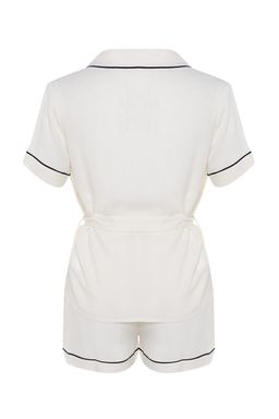 Bej Kusakl? Biye Detayl? Viskon Sortlu Hamile Dokuma Pijama Tak?m? THMSS23PT00203