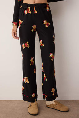 Siyah Ay?c?kl? Y?lbas? Temal? Biyeli Orme Pijama Tak?m? THMAW26PT00043 - Trendyolmilla фото 3