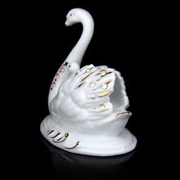 Фигурка керамика «Лебедь с малюткой», с золотом, 10×10.5×6 см