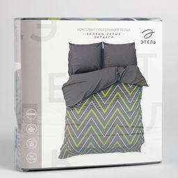 Постельное бельё Этель 2 сп Зелёно-серые зигзаги 175х215, 200х220, 70х70-2 шт  фото 5