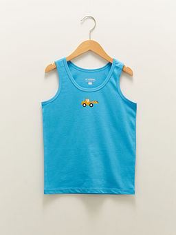 Bisiklet Yaka Bask?l? Pamuklu Erkek ?ocuk Atlet 2li - Waikiki фото 2