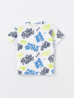 Bisiklet Yaka Bask?l? K?sa Kollu Erkek ?ocuk Pijama ?st - Waikiki фото 3