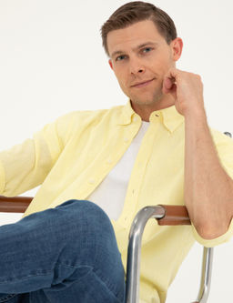 Sar_ Slim Fit Keten Kar___ml_ G_mlek