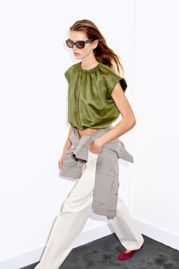 TOP GLOBO EFECTO ANTE / Khaki - Zara фото 3