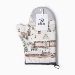 Варежка-прихватка Этель Winter village, 20?28 см, саржа, 100% хлопок, ватин 250 г/м?