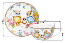 Чашка для капучино + блюдце 350 мл 14*11*6 см Совушки NEW BONE CHINA - Elan gallery фото 2