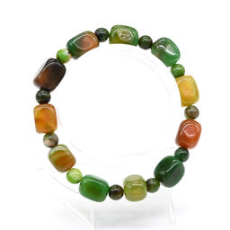 Браслет из агата тонированного прямоугольник 9*12мм цв.зелено-рыжий