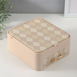 Шкатулка для украшений «Клетка», с зеркалом, искусственная кожа, молочная 20×22.5×9.5 см