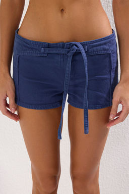 TRENDYOLMILLA Mavi Dokuma Baglamal? Denim Plaj Sort TBESS25SR00003 фото 3