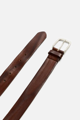 VINTAGE-EFFECT LEATHER BELT - Zara фото 4