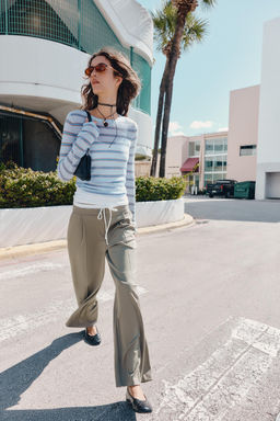 WIDE LEG TROUSERS WITH DOUBLE WAISTBAND