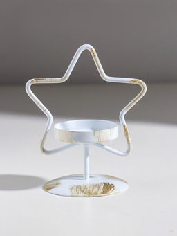 Подсвечник на 1 свечу «Звезда», металл, белый с патиной, d=5 см, 9.4×7×11.7 см
