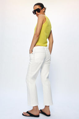 JEANS ZW COLLECTION CROPPED FLARE TIRO MEDIO / Blanco - Zara фото 3