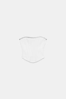 TOP CORSETERO STRETCH BRILLOS / Blanco roto - Zara фото 4