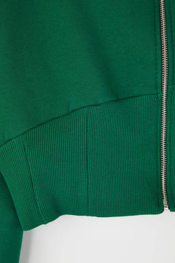 Zumrut Yesili Fermuarl? Kapusonlu Belden Oturmal? Esnek Orme Sweatshirt TWOAW26SW00089 - Trendyolmilla фото 6