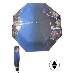 Зонт женский ТриСлона-L 3850 С,  R=58см,  суперавт;  8спиц,  3слож,  набивной панорамный "Эпонж",  Мегаполис 248445