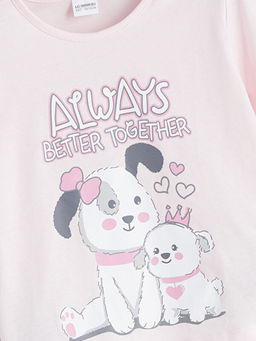 Bisiklet Yaka Bask?l? K?z ?ocuk Pijama ?st