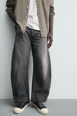 JEANS RELAXED BARREL FIT PINZAS / Gris - Zara фото 5