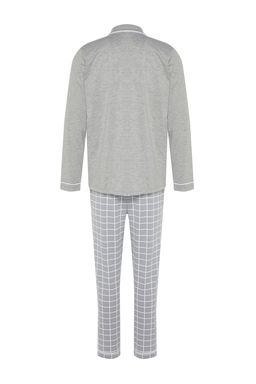 TRENDYOL MAN Lacivert Erkek Regular Fit Ust Biye Detayl? Orme %100 Pamuk Pijama Tak?m? TMNAW22PT1073 - Trendyolmilla фото 8