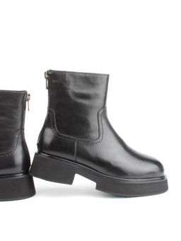 04-HJM396 BLACK Ботинки зимние женские (натуральная кожа, натуральный мех)