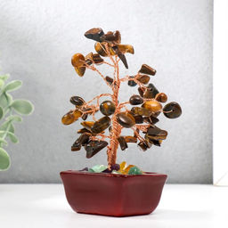 Бонсай декоративный 60 камней «Денежное дерево с тигровыми кристаллами», 13×7×5 см